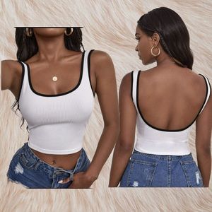 SHEIN SXY White Ribbed Crop Tank Top